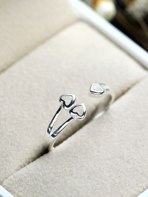 kwan Love Heart-shaped Silver Opening Ring 2