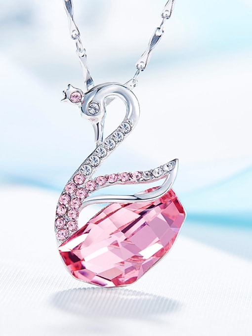 Pink austrian Crystals Swan-shaped Necklace