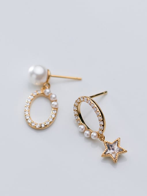 Rosh 925 Sterling Silver With Gold Plated Personality Star Drop Earrings 1