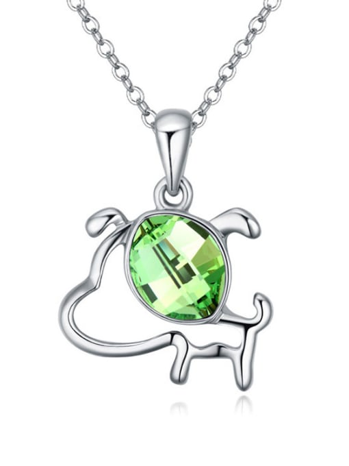 green Fashion Zodiac Dog Oval austrian Crystal Pendant Alloy Necklace