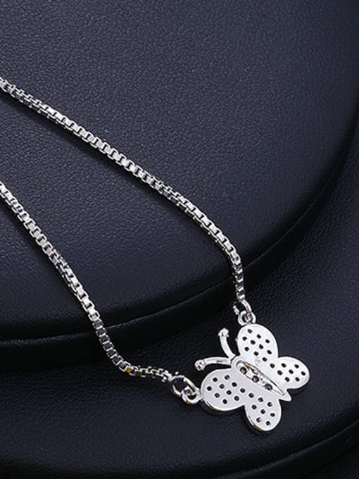 XP Copper Alloy White Gold Plated Simple style Butterfly Zircon Necklace 2