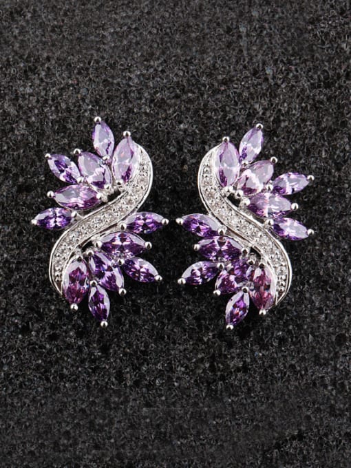 Purple Binglinghua Zircon  Purple Red Pomegranate Zirconium Optional Cluster earring