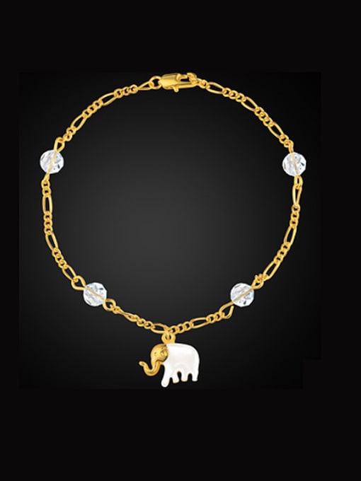 white 18K Gold Plated Beads Elephant Bracelet
