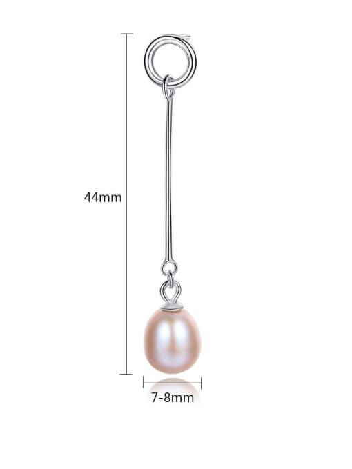 CCUI 925 Sterling Silver With Artificial Pearl  Simplistic Oval Long section Drop Earrings 4