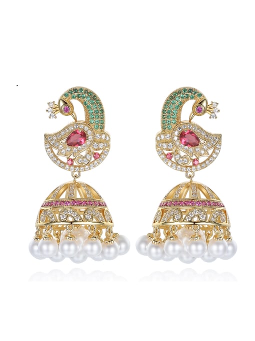 BLING SU Copper With Gold Plated Fashion Statement Chandelier Earrings