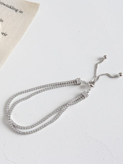 DAKA Silver double-layer zircon adjustment beads bracelet 3