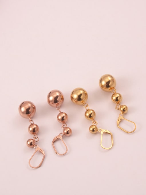 GROSE Titanium With Gold Plated Fashion Round Beads Drop Earrings 0