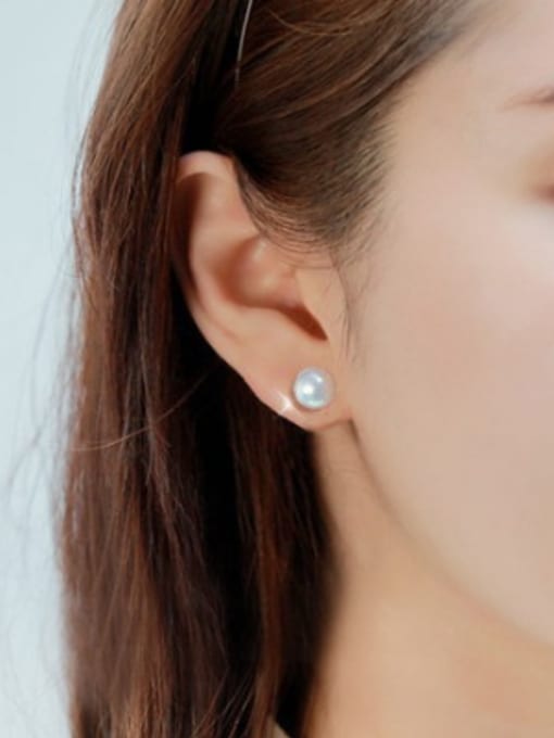 RANSSI Simple Little Artificial Pearl Copper Stud Earrings 1