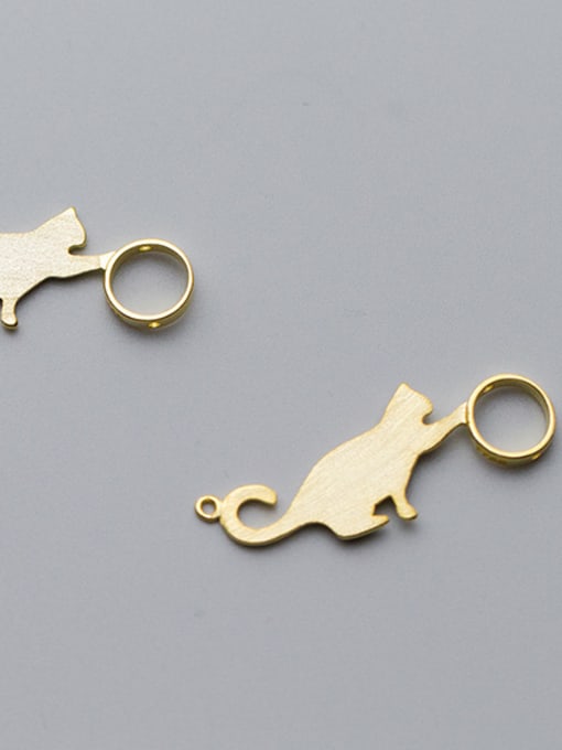 FAN 925 Sterling Silver With 18k Gold Plated Cute Cat Charms 1