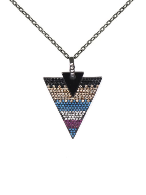 My Model Triangle Shaped Pendant Colorful Zircons Necklace 3