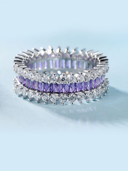 UNIENO Purple Zircon Multistone ring
