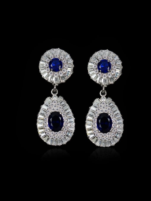Blue Fashion Wedding Water Drop Cluster earring