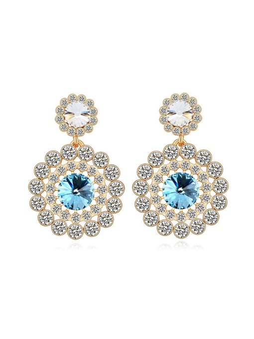 blue Exaggerated Cubic austrian Crystals Flowery Alloy Stud Earrings