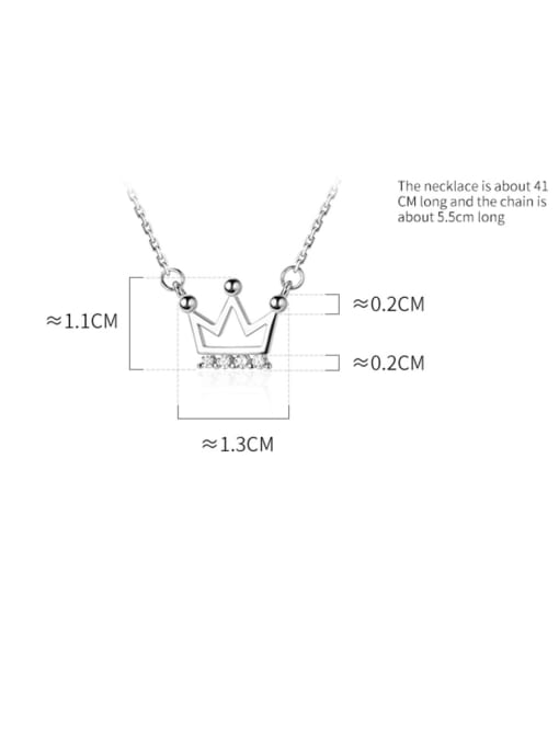 Rosh 925 Sterling Silver With  Cubic Zirconia  Simplistic Crown Necklaces 3