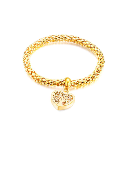 1020-gold Stainless Steel With Gold Plated Personality Hollow  Heart Chain Bracelets