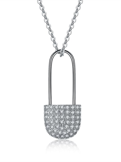White Gold Stylish simple micro-inlay AAA pin zircon necklaces
