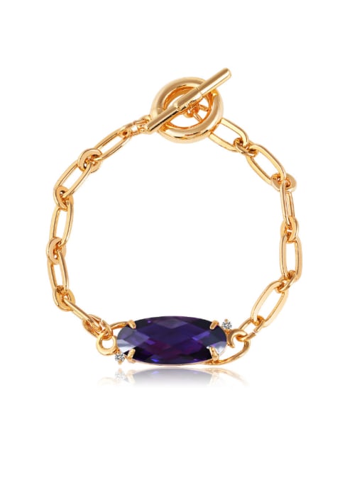 purple Copper Alloy 24K Gold Plated Fashion Zircon Bracelet