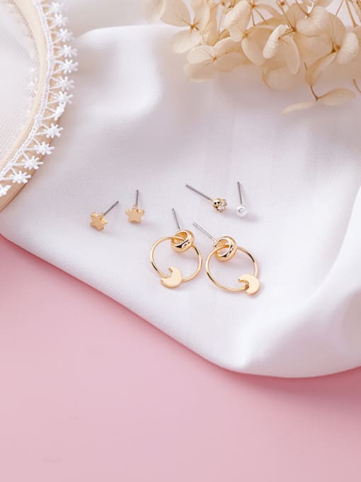 E Moon Alloy With Gold Plated Trendy Flower Geometry Mini 6-piece earrings