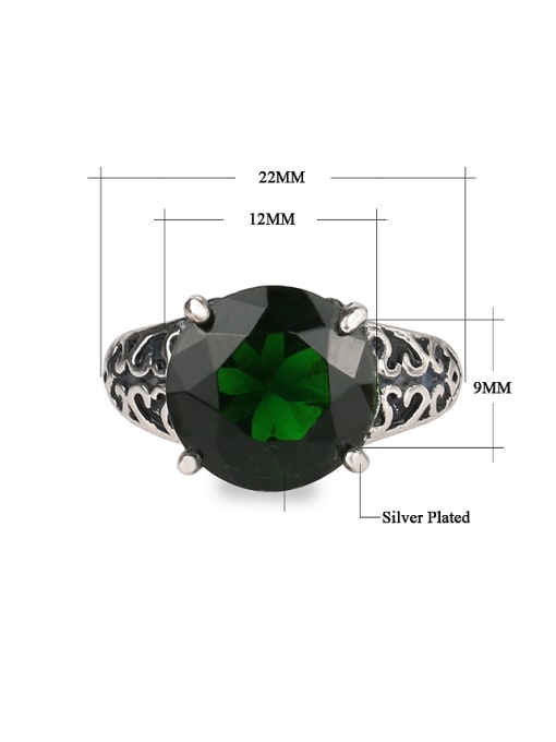 Gujin Personalized Green Crystal Antique Silver Plated Alloy Ring 4