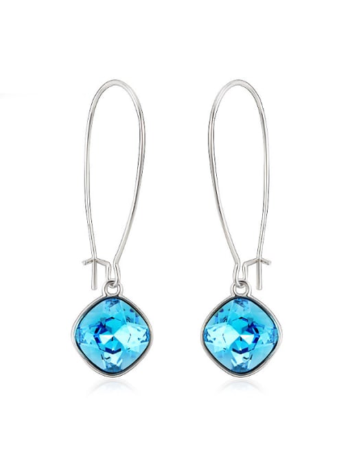 Platinum,Blue 18K White Gold Crystal U Shaped hook earring