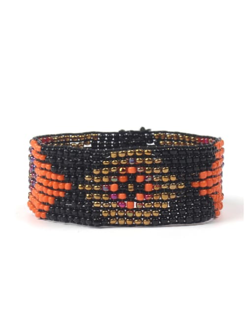 HB642-A Geometric Pattern National Style Exaggerate Woven Bracelet