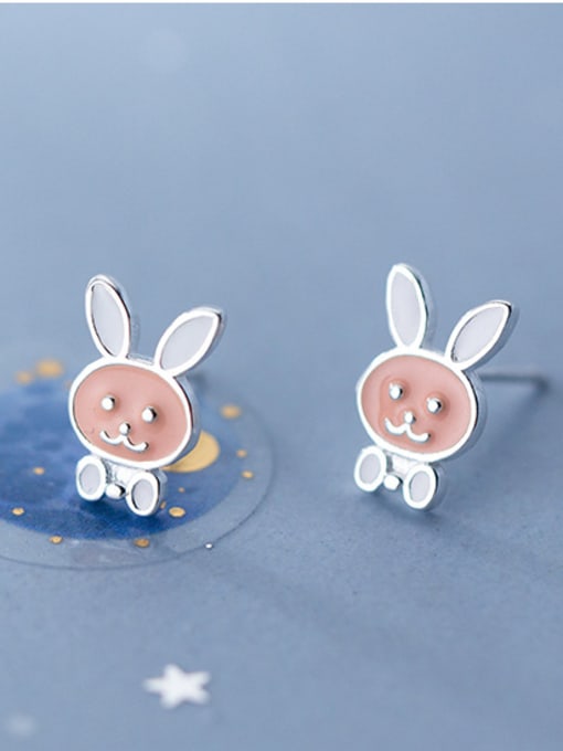 Rosh 925 Sterling Silver With Platinum Plated Cute rabbit Stud Earrings 3