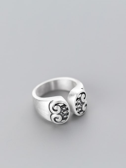 Rosh Personality Flower Pattern Open Design S925 Silver Ring