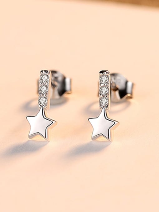 Platinum 925 Sterling Silver With Fashion Geometric Stud Earrings