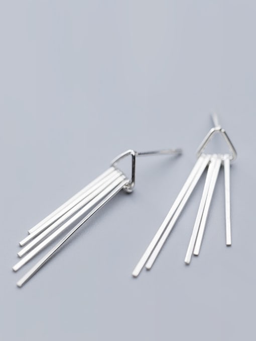 Rosh 925 Sterling Silver With Silver Plated Simplistic Hollow Triangle Tassels Stud Earrings