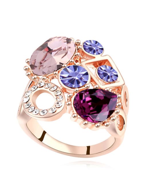 3 Exaggerated Colorful austrian Crystals Alloy Ring