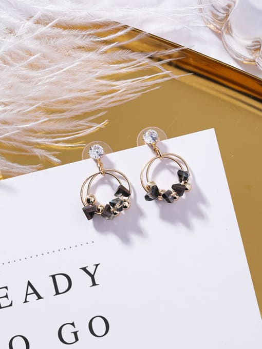 B black Alloy With Gold Plated Fashion Charm Glass Stud Earrings
