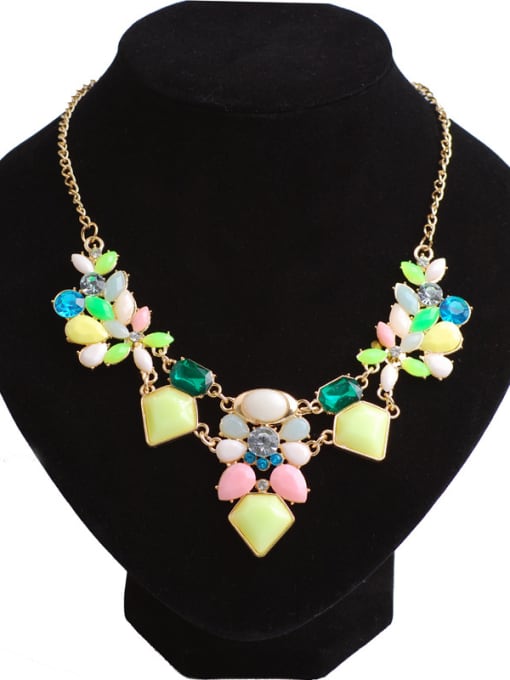 multi-color Fashion Colorful Geometrical Resin Pendant Alloy Necklace