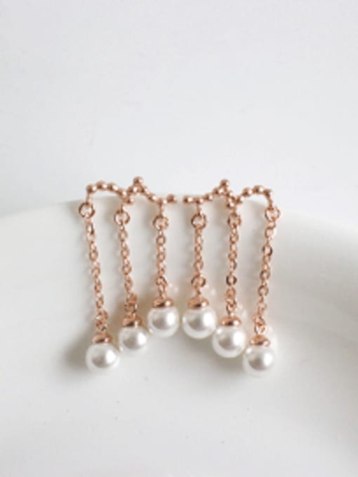 Rose Gold Personalized Artificial Pearls Silver Stud Earrings