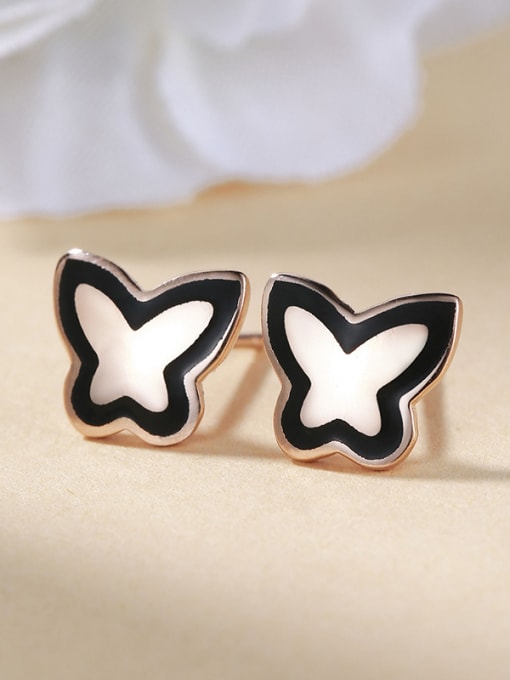 Black Trendy Butterfly Shaped Stud Earrings