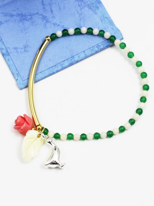 Lang Tony Fresh Flower Shaped Green Natural Stone Bracelet 2
