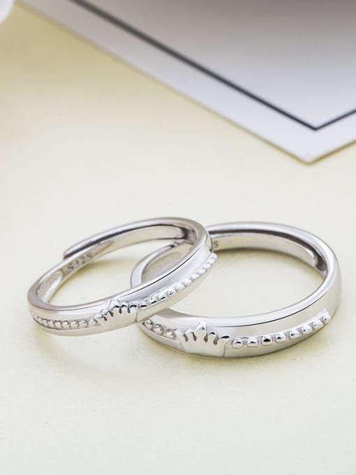 Dan 925 Sterling Silver Simplistic Crown Lovers Free Size  Rings 4