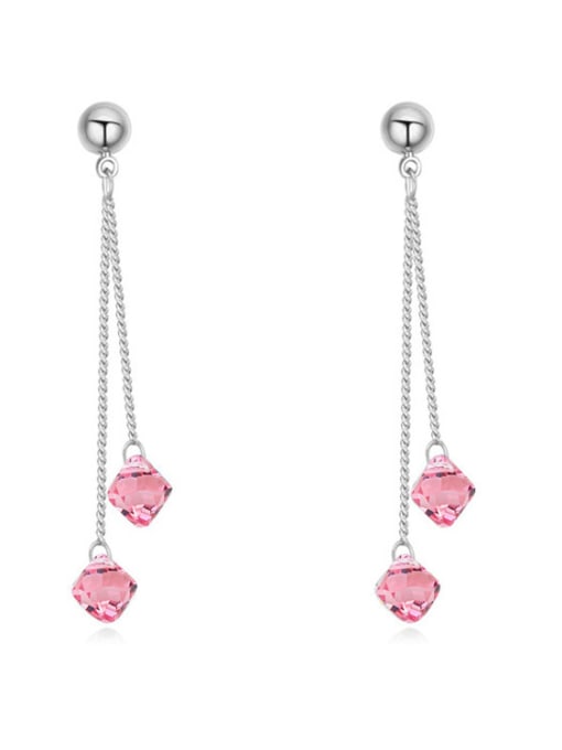 pink Simple Clear austrian Crystal Alloy Drop Earrings