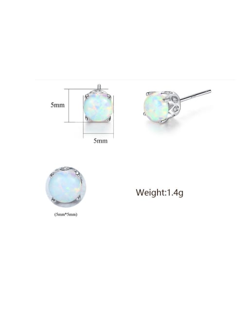 CCUI 925 Sterling Silver With Opal Cute Round Stud Earrings 4
