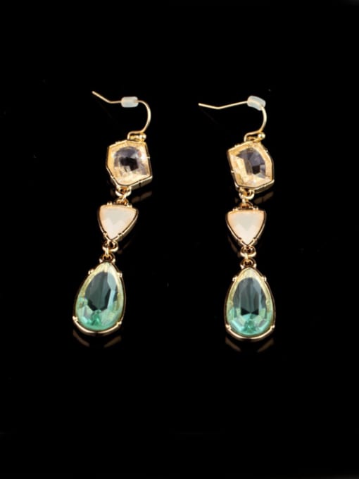 KM Alloy Fashionable Semi-Precious Stones Crystal Water Drop hook earring 3