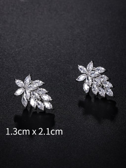 Mo Hai Copper With Platinum Plated Cute Leaf Stud Earrings 1