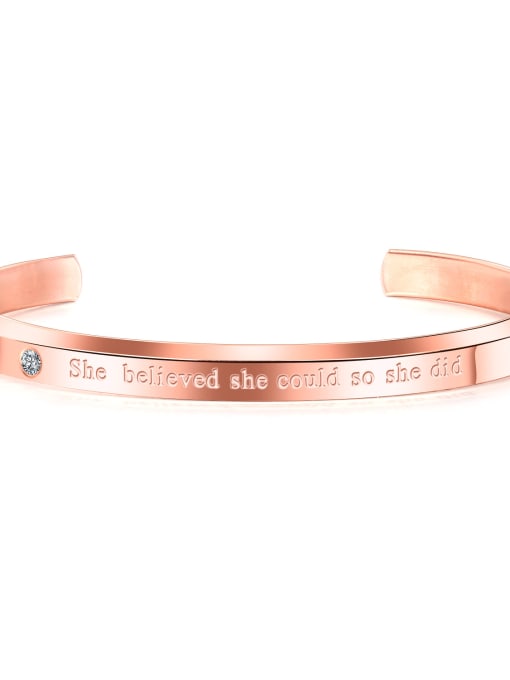 Copper Rose Gold Bracelet Stainless Steel With Rose Gold Plated Simplistic Monogrammed Bangles