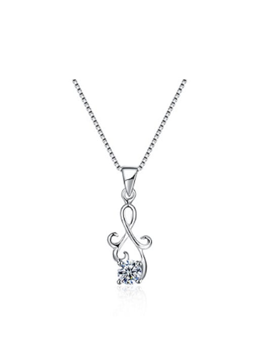 OUXI Simple Elegant Zircon Silver Necklace 0