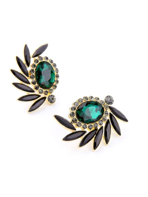 KM Small Green Stones  Ear Clip 1