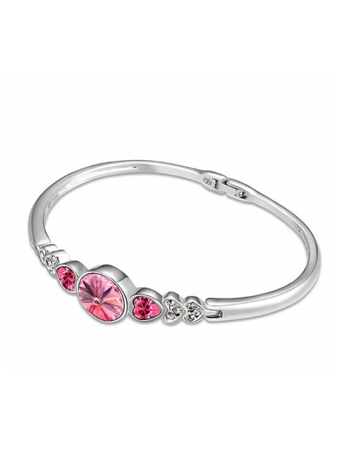 pink Simple Cubic austrian Crystals Alloy Bangle