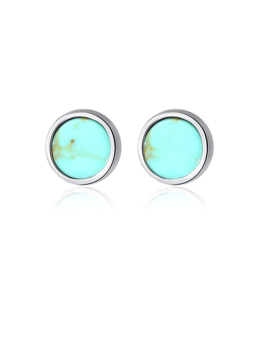 CCUI 925 Sterling Silver With Platinum Plated Simplistic Round Stud Earrings 0