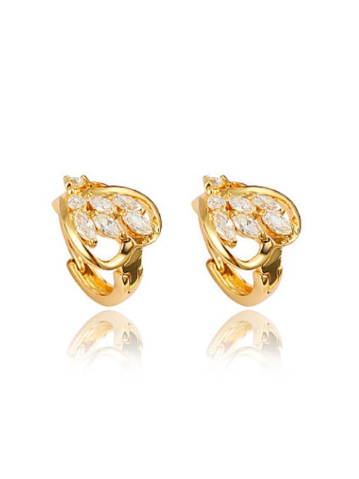 Gold Rose Gold Plated Heart Shaped Zircon Clip Earrings