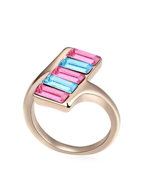 double color Personalized Rectangular austrian Crystals Stack Alloy Ring