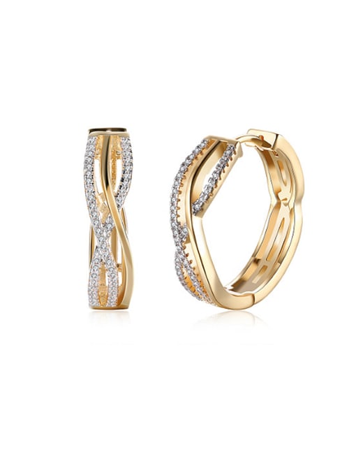 OUXI 18K Gold Zircon hoop earring