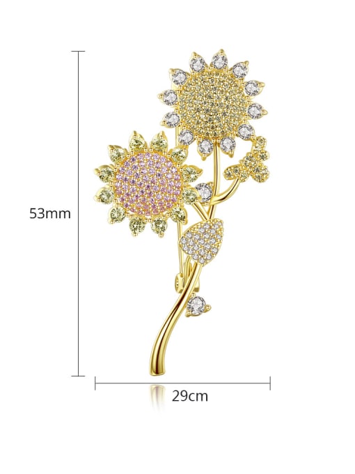 BLING SU Copper With Gold Plated Personality Flower Brooches 3