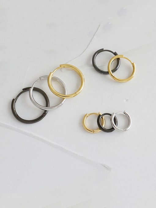 DAKA 925 Sterling Silver With Gold Plated Simplistic Round Clip On Earrings
